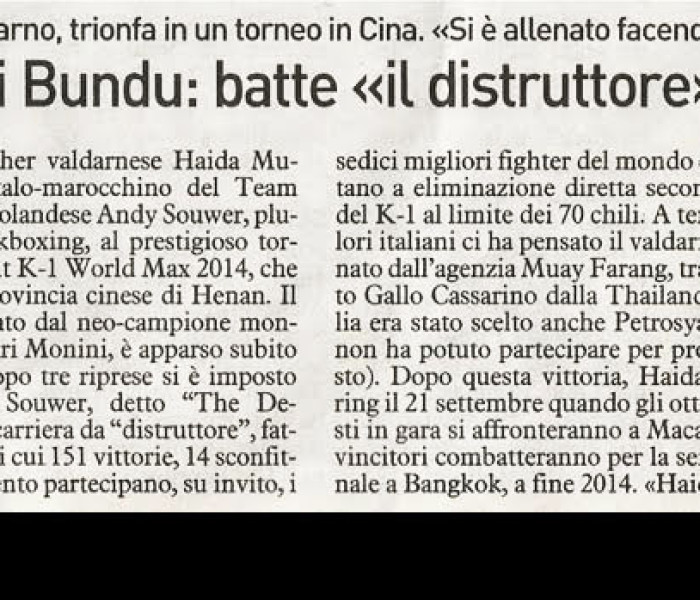 Flash News: Mustapha Haida & Muay Farang on the Italian Newspaper “La Nazione”