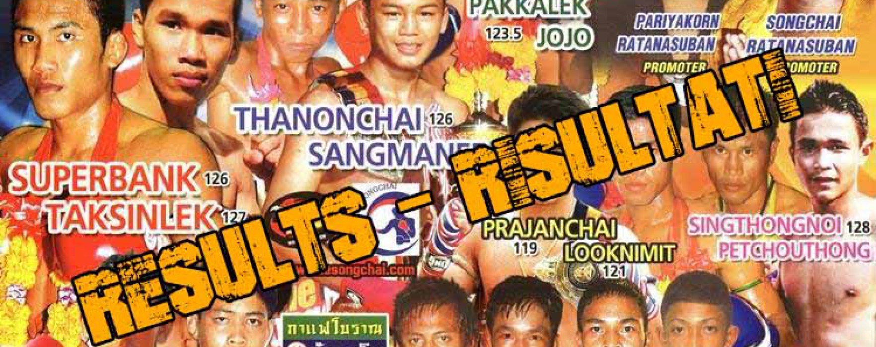 Live results: Rajadamnern Superfight – OneSongchai Promotions – 8th October 2014