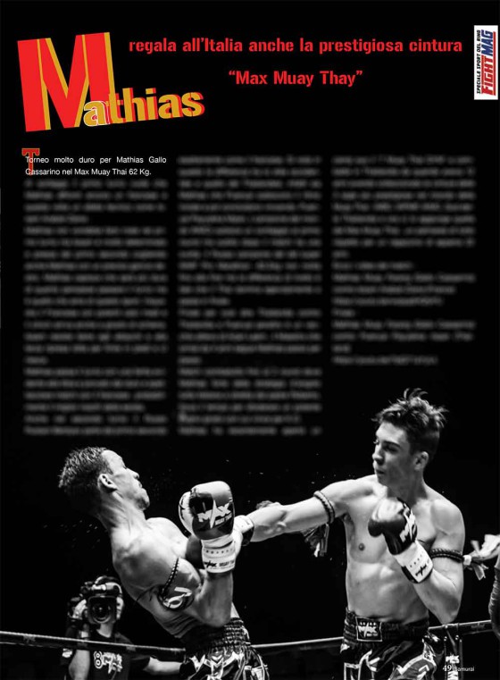Mathias gallo cassarino muay thai world champion samurai magazine italy