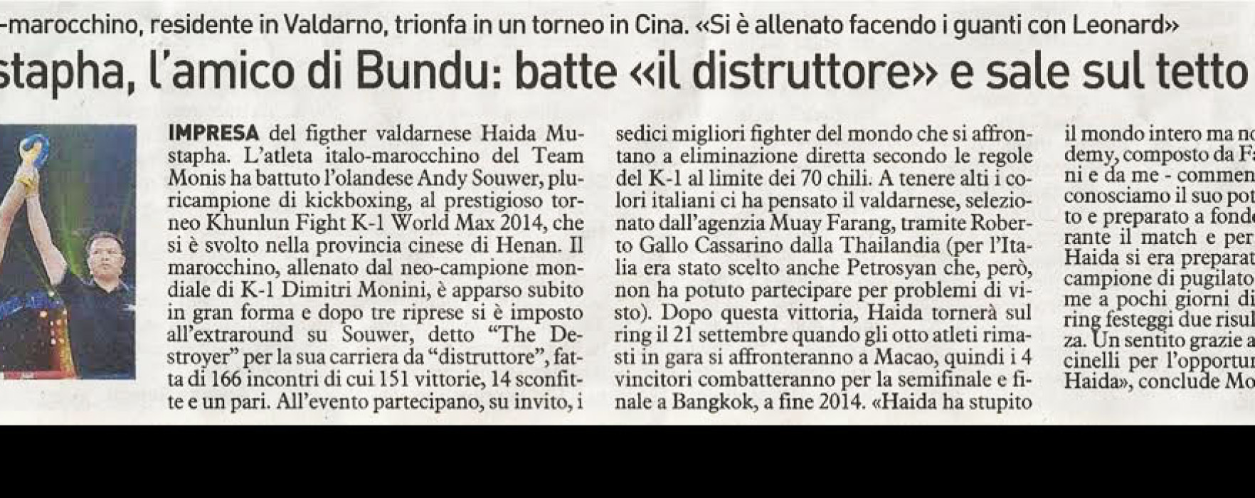 Flash News: Mustapha Haida & Muay Farang on the Italian Newspaper “La Nazione”